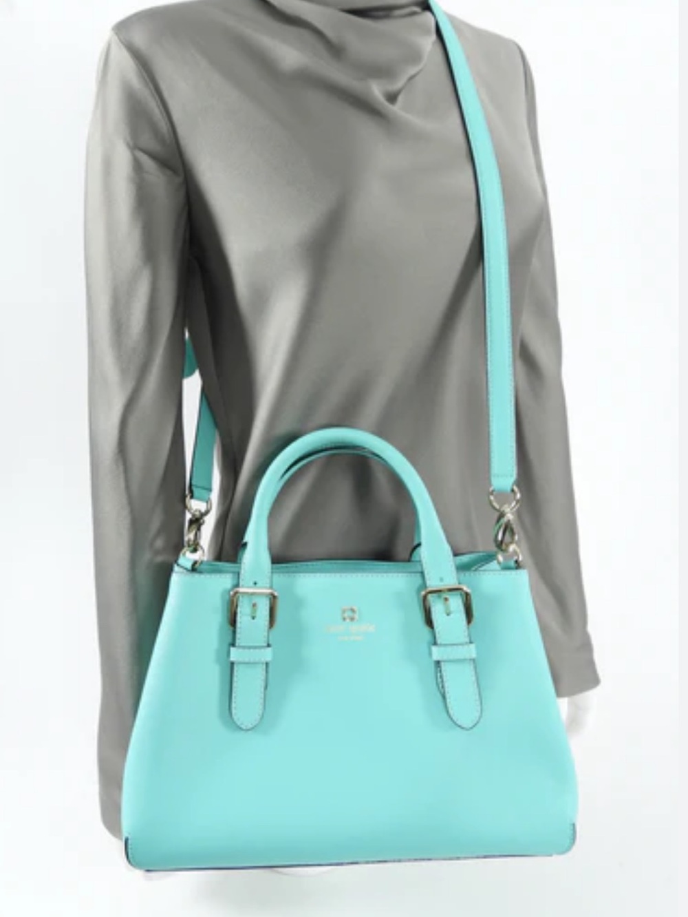 Classic Women's Top-Handle Satchel - Light Blue - Picture 2 of 7
